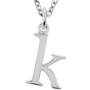 Sterling Silver Lowercase Initial k 16 Necklace