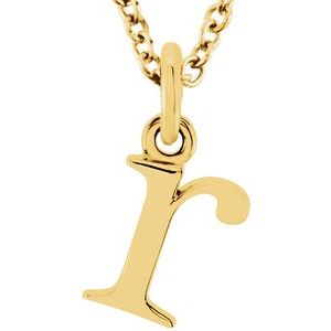 14K Yellow Lowercase Initial r 16 Necklace