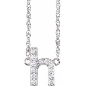 14K White 1/8 CTW Natural Diamond Lowercase Initial H 16 Necklace