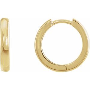 14K Yellow 15 mm Hinged Hoop Earrings