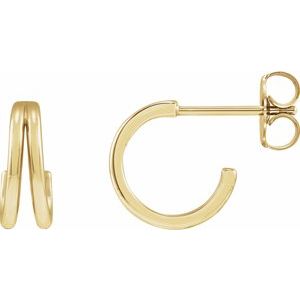 14K Yellow 10 mm Huggie Hoop Earrings
