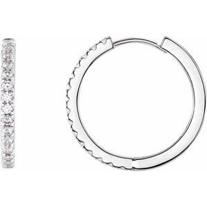 14K White 3/8 CTW Lab-Grown Diamond 17.4 mm Hoop Earrings