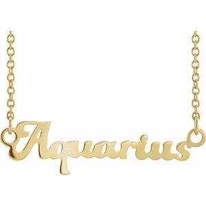 14K Yellow Aquarius Zodiac 18" Necklace