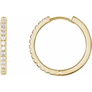 14K Yellow 3/8 CTW Lab-Grown Diamond 17.4 mm Hoop Earrings