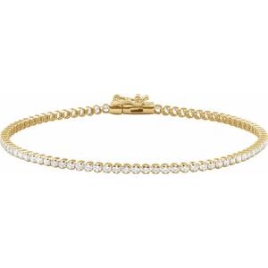 14K Yellow 1 5/8 CTW Natural Diamond Lightweight Line 7" Bracelet