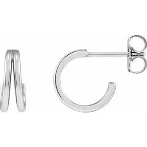 14K White 13 mm Huggie Hoop Earrings