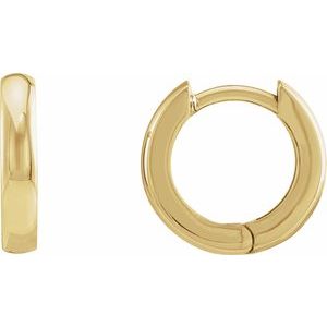 14K Yellow 12 mm Hinged Hoop Earrings