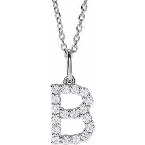 14K White 1/4 CTW Lab-Grown Diamond Initial B 16-18 Necklace