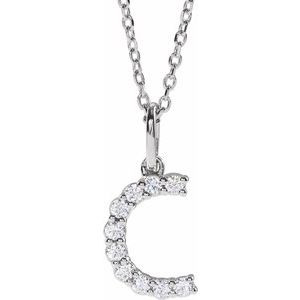 14K White 1/6 CTW Lab-Grown Diamond Initial C 16-18 Necklace