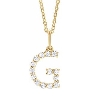 14K Yellow 1/5 CTW Lab-Grown Diamond Initial G 16-18 Necklace