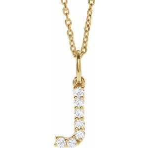 14K Yellow 1/8 CTW Lab-Grown Diamond Initial J 16-18 Necklace