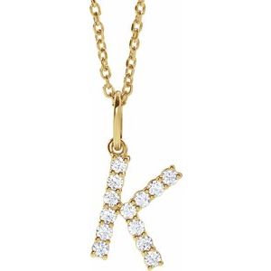 14K Yellow 1/5 CTW Lab-Grown Diamond Initial K 16-18 Necklace