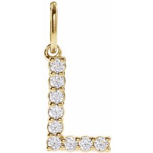 14K Yellow 1/8 CTW Lab-Grown Diamond Initial L Pendant