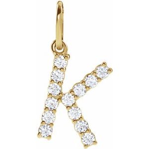 14K Yellow 1/5 CTW Lab-Grown Diamond Initial K Pendant