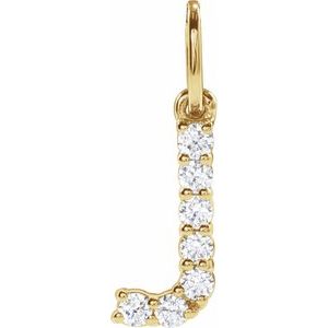 14K Yellow 1/8 CTW Lab-Grown Diamond Initial J Pendant
