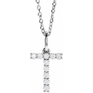 14K White 1/6 CTW Lab-Grown Diamond Initial T 16-18 Necklace