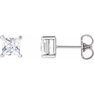 14K White 4.5 mm Square 1 CTW Lab-Grown Diamond Earrings