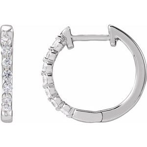 14K White 1/5 CTW Lab-Grown Diamond Hoop Earrings