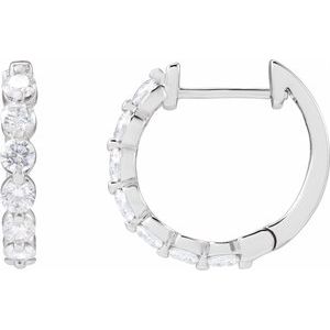 14K White 1 CTW Lab-Grown Diamond Hoop Earrings