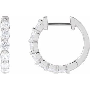 14K White 3/4 CTW Lab-Grown Diamond Hoop Earrings