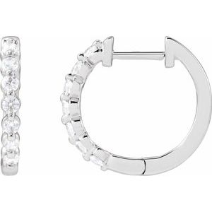 14K White 1/3 CTW Lab-Grown Diamond Hoop Earrings