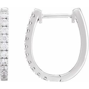 14K White 1/2 CTW Lab-Grown Diamond Hoop Earrings