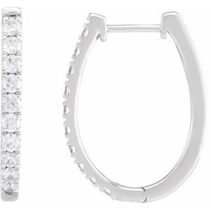 14K White 9/10 CTW Lab-Grown Diamond Hoop Earrings
