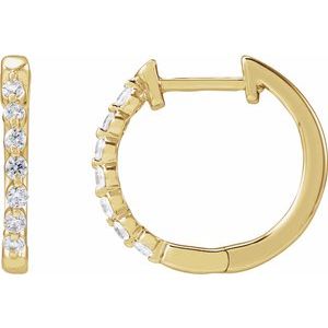 14K Yellow 1/5 CTW Lab-Grown Diamond Hoop Earrings