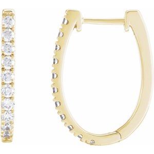 14K Yellow 3/4 CTW Lab-Grown Diamond Hoop Earrings