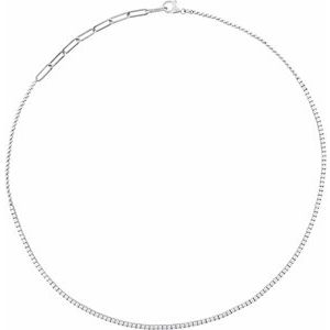 14K White 3 1/5 CTW Natural Diamond Adjustable 15-18 Necklace