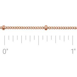 14K Rose Recycled Metal 1 mm Beaded Curb Chain by the Inch