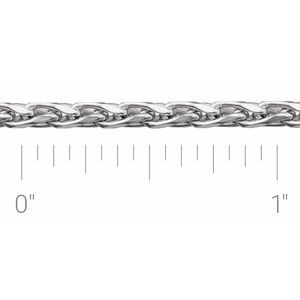 14K White 2.75 mm Diamond-Cut Wheat Chain by the Inch