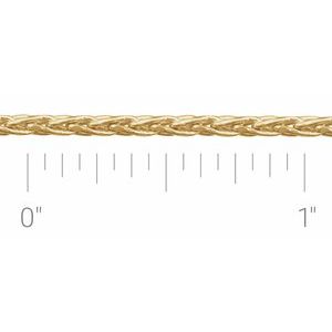 14K Yellow 2 mm Diamond-Cut Wheat Chain by the Inch