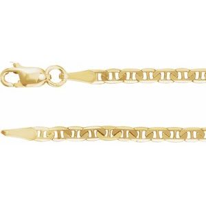14K Yellow 2.25 mm Curbed Anchor 20 Chain