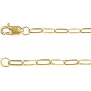 10K Yellow 2.1 mm Paperclip-Style 20 Chain