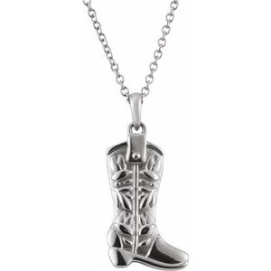 Sterling Silver Cowboy Boot 16-18 Necklace