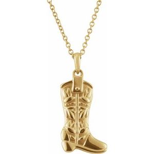 14K Yellow Cowboy Boot 16-18 Necklace