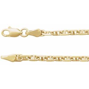 14K Yellow 2.6 mm Diamond-Cut Anchor 16" Chain