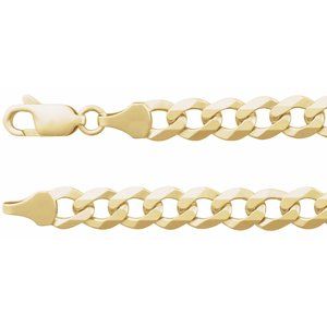 14K Yellow 7 mm Curb 20" Chain