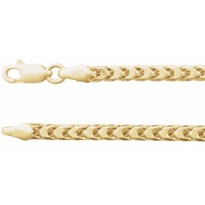 14K Yellow 3.4 mm Hollow Diamond-Cut Franco 24" Chain