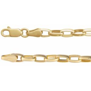 18K Yellow Gold-Plated Sterling Silver 3.9 mm Puffed Oval Cable 7" Chain