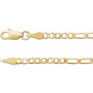 14K Yellow 2.5 mm Figaro 16 Chain