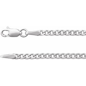 14K White 2.35 mm Curb 24" Chain