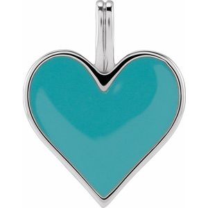 Sterling Silver Light Turquoise Enamel Heart Pendant