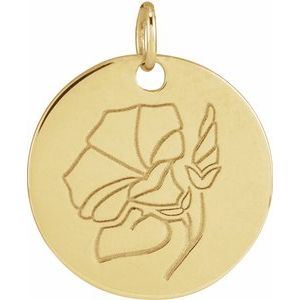14K Yellow Morning Glory September Birth Flower Pendant
