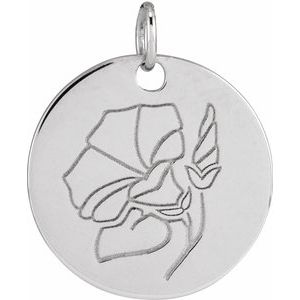 Sterling Silver Morning Glory September Birth Flower Pendant