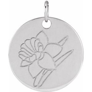 Sterling Silver Daffodil March Birth Flower Pendant