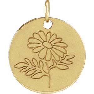 14K Yellow Daisy April Birth Flower Pendant