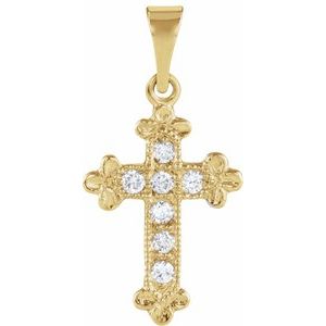 14K Yellow 1/10 CTW Natural Diamond Cross Pendant