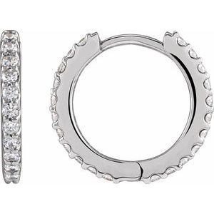 14K White 1/2 CTW Lab-Grown Diamond 13.64 mm Hoop Earrings